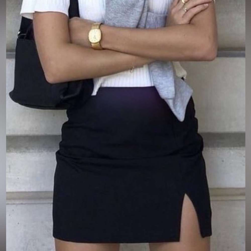 Vintage A. Byer Black Mini Skirt with Side Slit